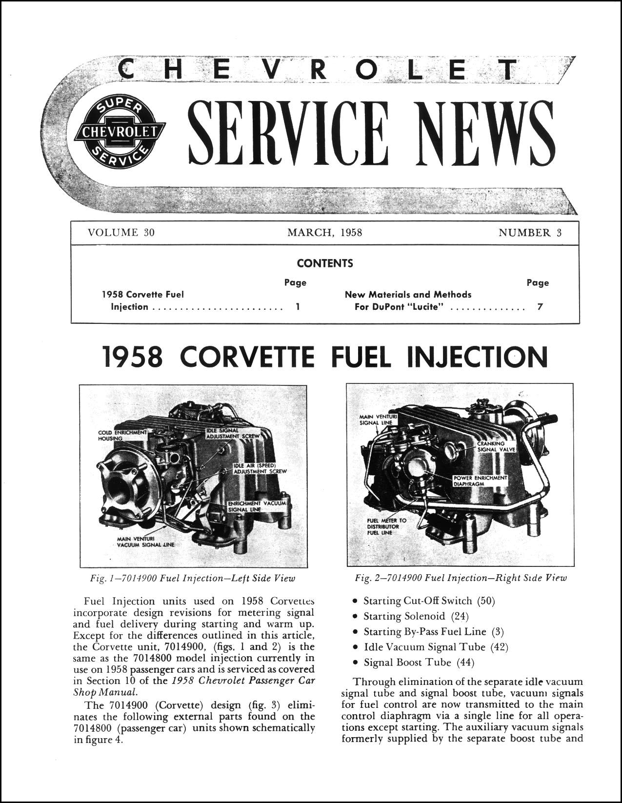(image for) Chevrolet Service News March 1958 Fuel Injection